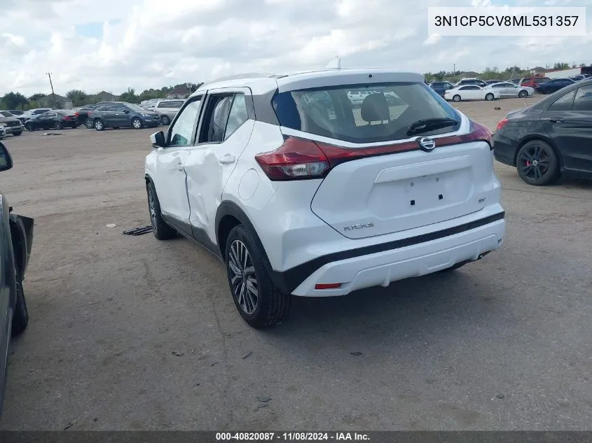 2021 Nissan Kicks Sv Xtronic Cvt VIN: 3N1CP5CV8ML531357 Lot: 40820087