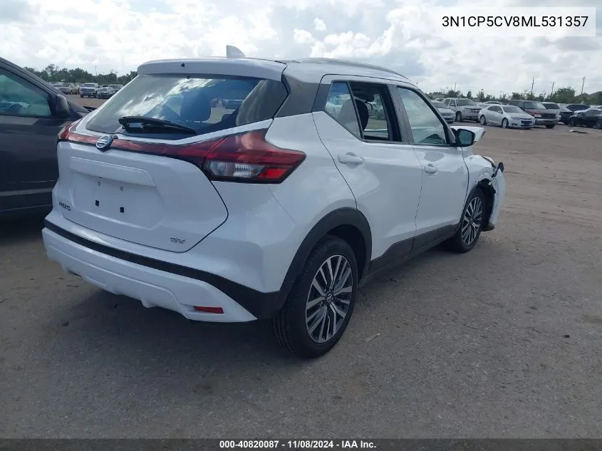 2021 Nissan Kicks Sv Xtronic Cvt VIN: 3N1CP5CV8ML531357 Lot: 40820087