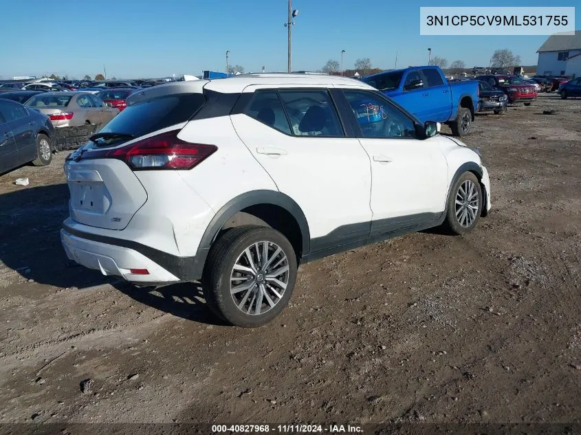 2021 Nissan Kicks Sv Xtronic Cvt VIN: 3N1CP5CV9ML531755 Lot: 40827968