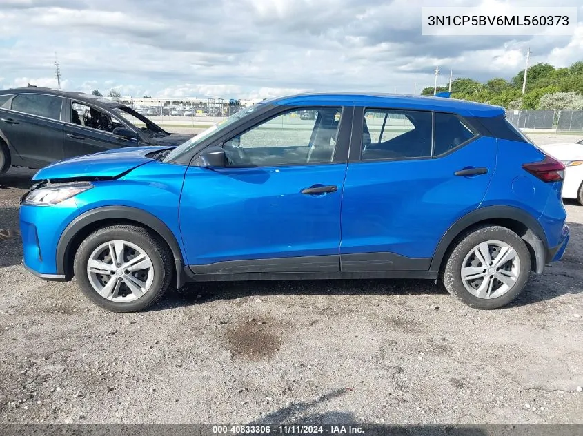 2021 Nissan Kicks S Xtronic Cvt VIN: 3N1CP5BV6ML560373 Lot: 40833306