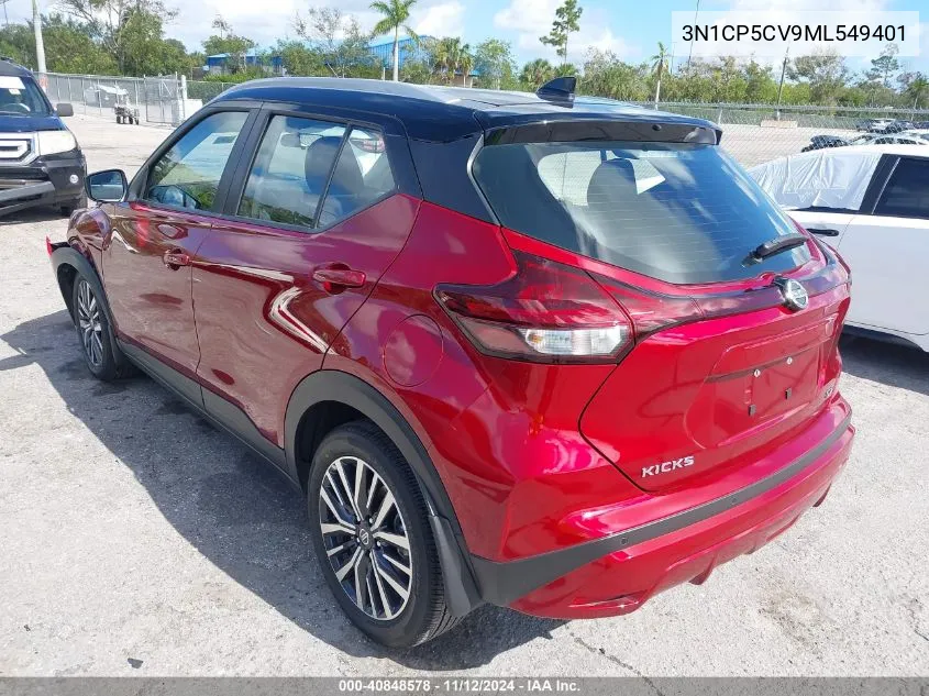 2021 Nissan Kicks Sv Xtronic Cvt VIN: 3N1CP5CV9ML549401 Lot: 40848578