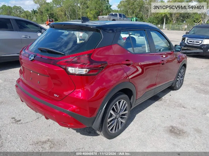 2021 Nissan Kicks Sv Xtronic Cvt VIN: 3N1CP5CV9ML549401 Lot: 40848578