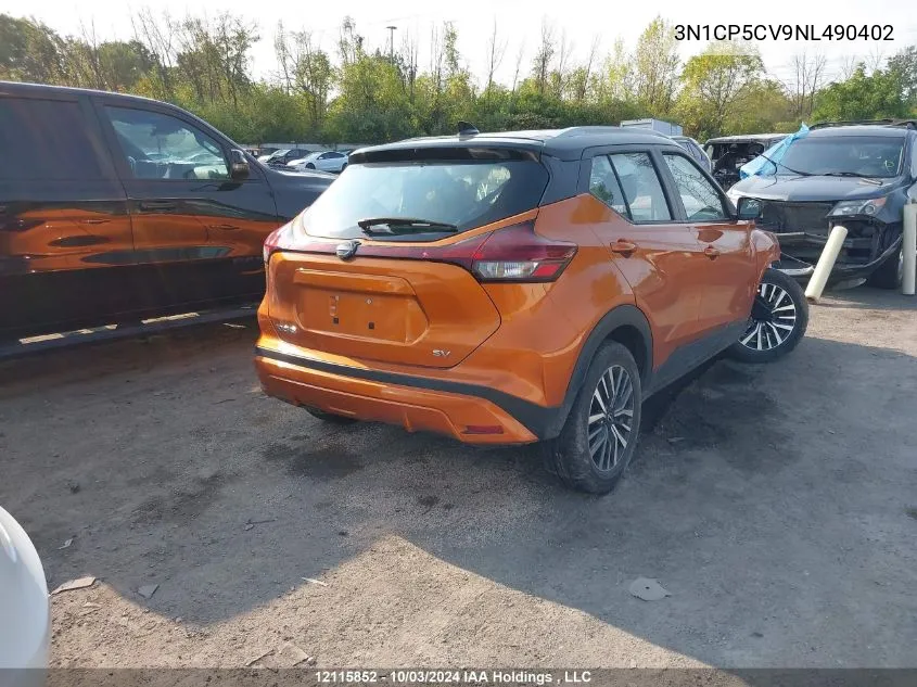 2022 Nissan Kicks VIN: 3N1CP5CV9NL490402 Lot: 12115852