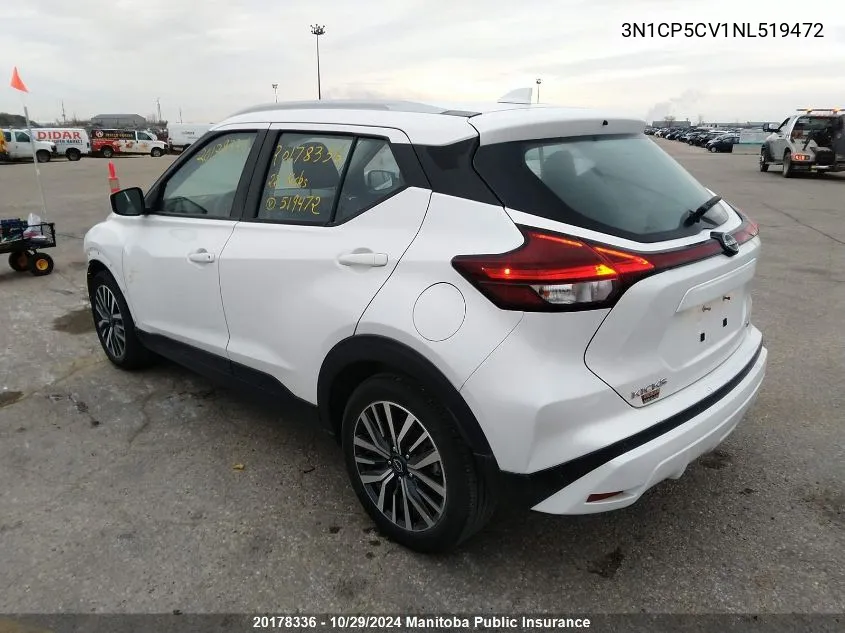 2022 Nissan Kicks Sv VIN: 3N1CP5CV1NL519472 Lot: 20178336