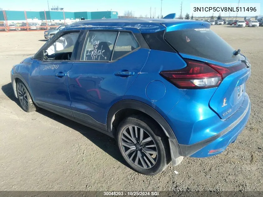 2022 Nissan Kicks Sv VIN: 3N1CP5CV8NL511496 Lot: 30048203