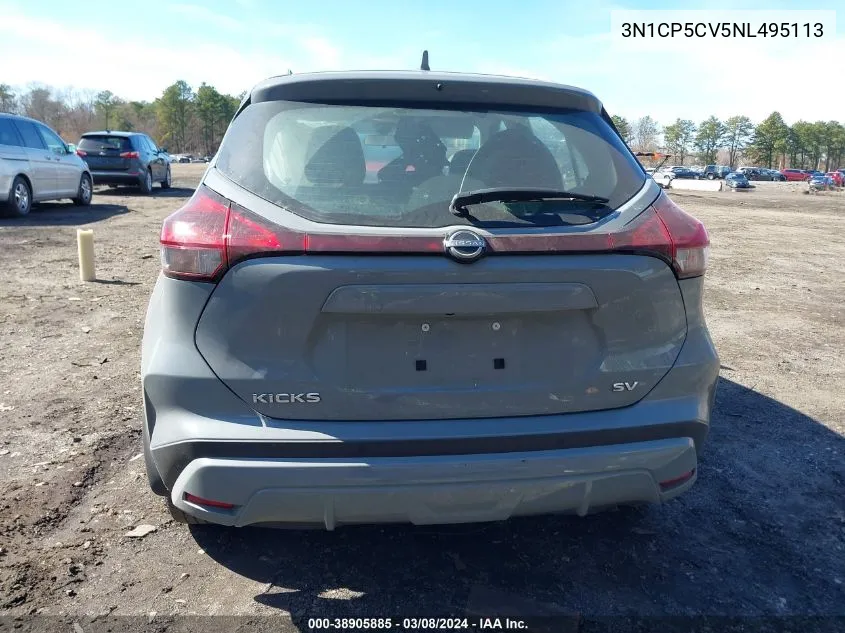 2022 Nissan Kicks Sv Xtronic Cvt VIN: 3N1CP5CV5NL495113 Lot: 38905885