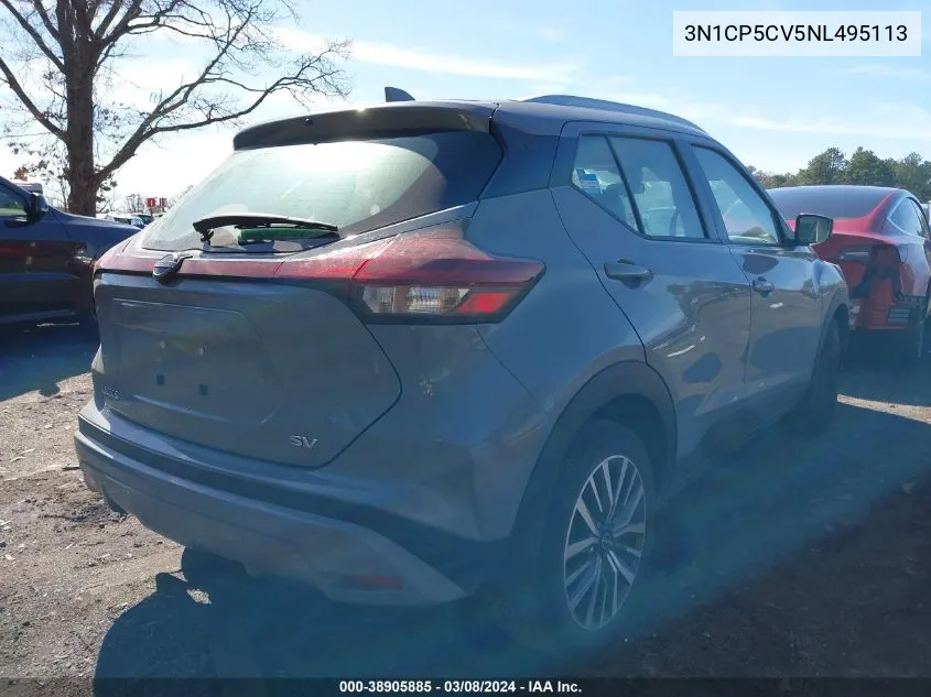 2022 Nissan Kicks Sv Xtronic Cvt VIN: 3N1CP5CV5NL495113 Lot: 38905885