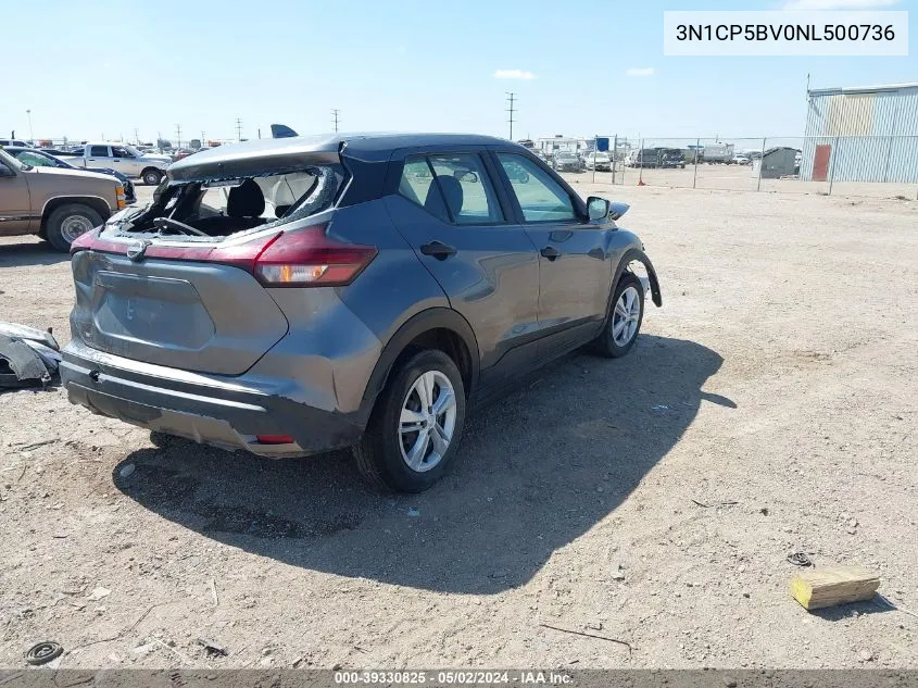 2022 Nissan Kicks S Xtronic Cvt VIN: 3N1CP5BV0NL500736 Lot: 39330825