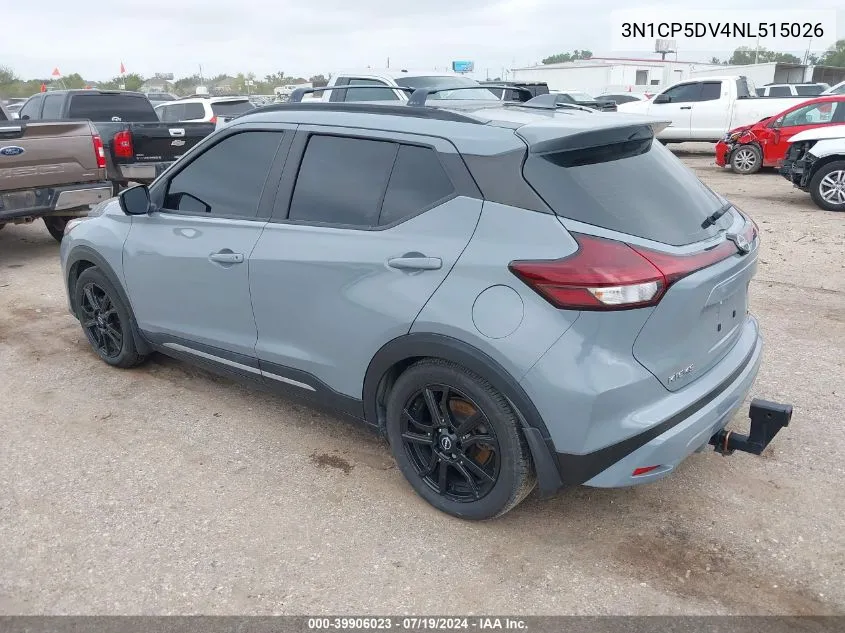 2022 Nissan Kicks Sr Xtronic Cvt VIN: 3N1CP5DV4NL515026 Lot: 39906023