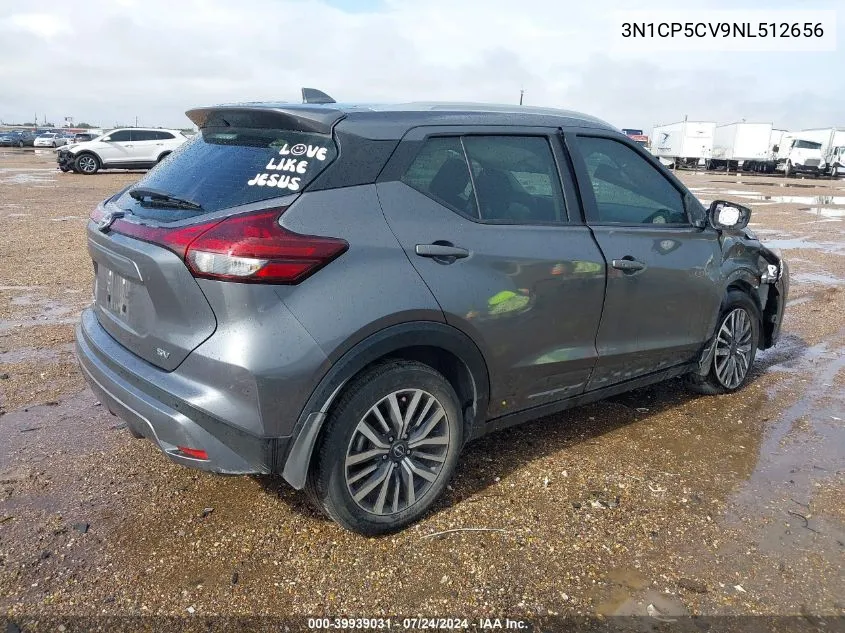 2022 Nissan Kicks Sv Xtronic Cvt VIN: 3N1CP5CV9NL512656 Lot: 39939031