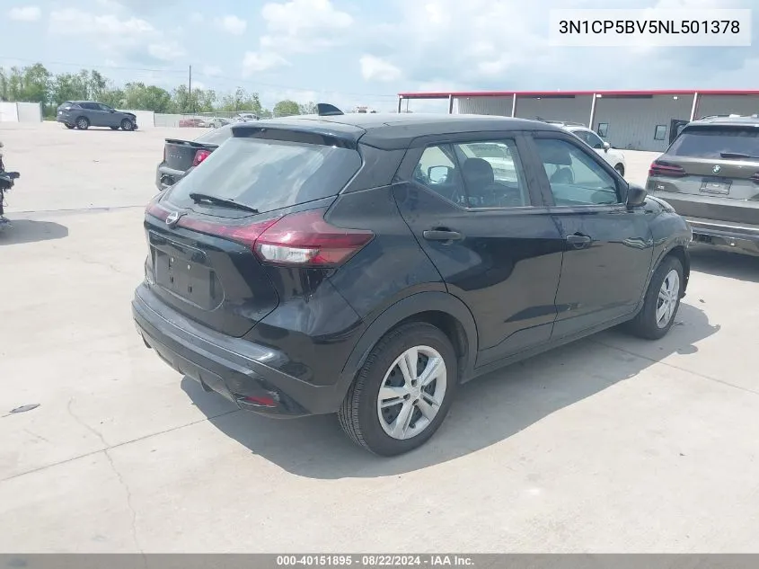 2022 Nissan Kicks S Xtronic Cvt VIN: 3N1CP5BV5NL501378 Lot: 40151895