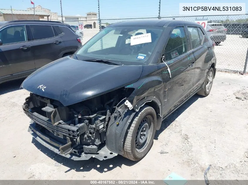 2022 Nissan Kicks S Xtronic Cvt VIN: 3N1CP5BV4NL531083 Lot: 40167552