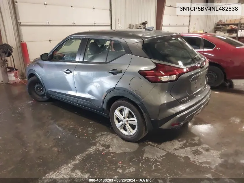 2022 Nissan Kicks S Xtronic Cvt VIN: 3N1CP5BV4NL482838 Lot: 40180283