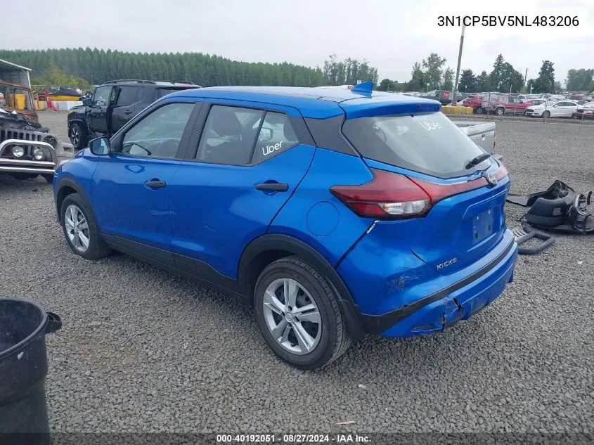 3N1CP5BV5NL483206 2022 Nissan Kicks S Xtronic Cvt