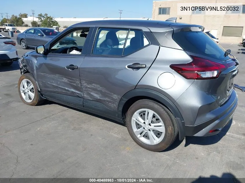 2022 Nissan Kicks S Xtronic Cvt VIN: 3N1CP5BV9NL520032 Lot: 40488983