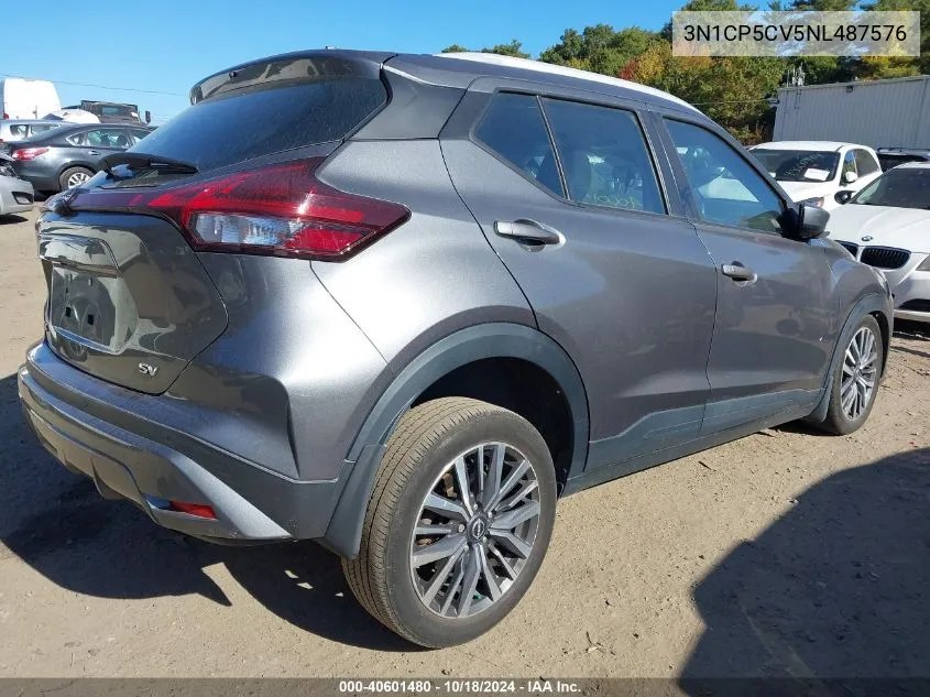 2022 Nissan Kicks Sv Xtronic Cvt VIN: 3N1CP5CV5NL487576 Lot: 40601480