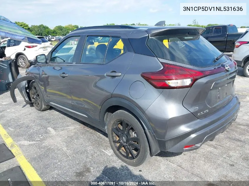 2022 Nissan Kicks Sr Xtronic Cvt VIN: 3N1CP5DV1NL531636 Lot: 40617091