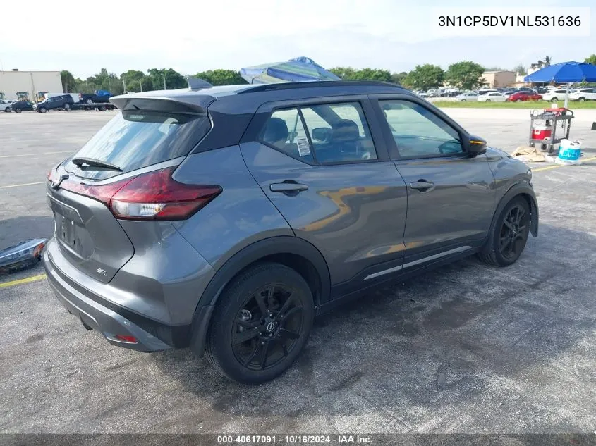 2022 Nissan Kicks Sr Xtronic Cvt VIN: 3N1CP5DV1NL531636 Lot: 40617091