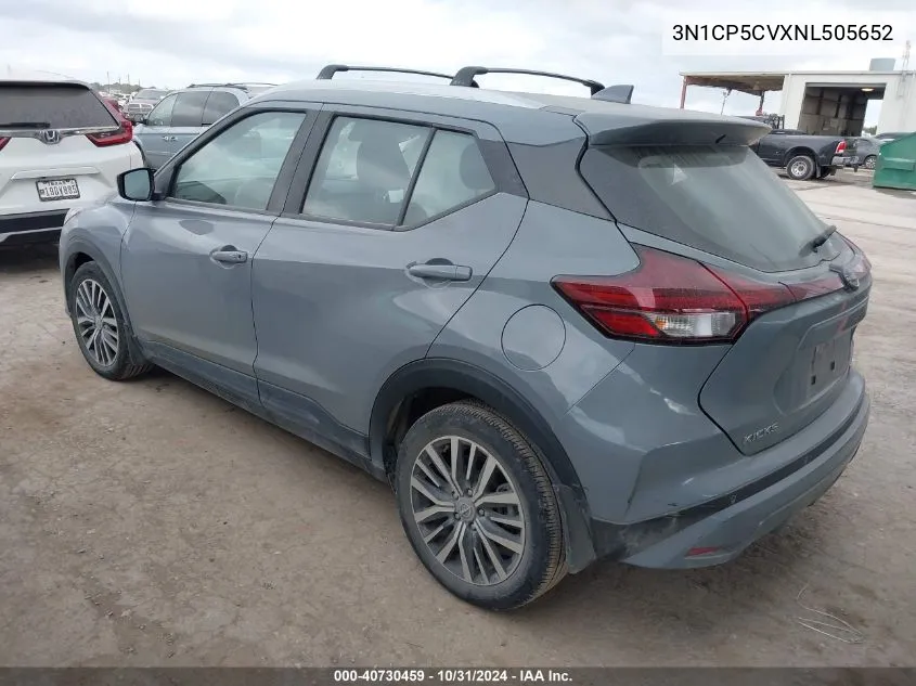 2022 Nissan Kicks Sv Xtronic Cvt VIN: 3N1CP5CVXNL505652 Lot: 40730459