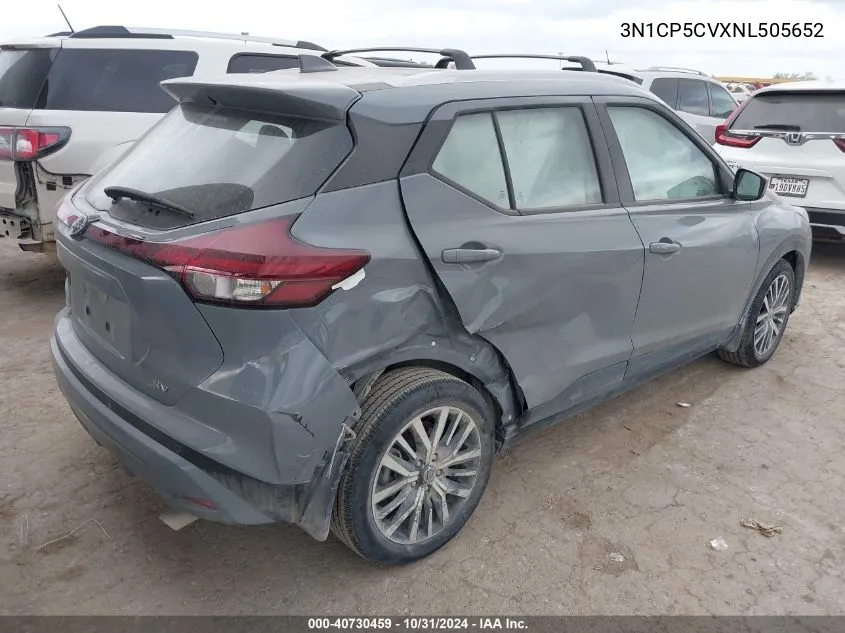 2022 Nissan Kicks Sv Xtronic Cvt VIN: 3N1CP5CVXNL505652 Lot: 40730459