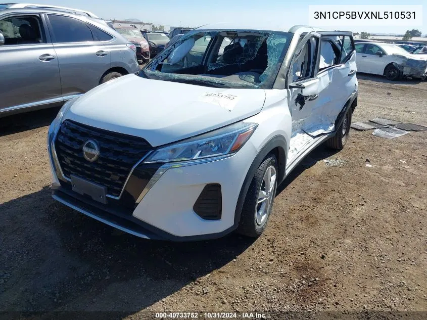 2022 Nissan Kicks S Xtronic Cvt VIN: 3N1CP5BVXNL510531 Lot: 40733752