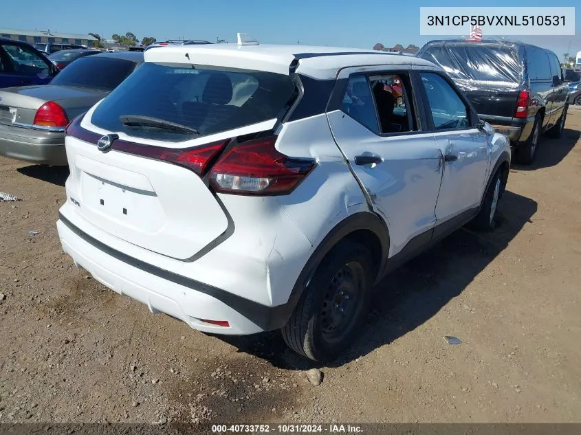 2022 Nissan Kicks S Xtronic Cvt VIN: 3N1CP5BVXNL510531 Lot: 40733752