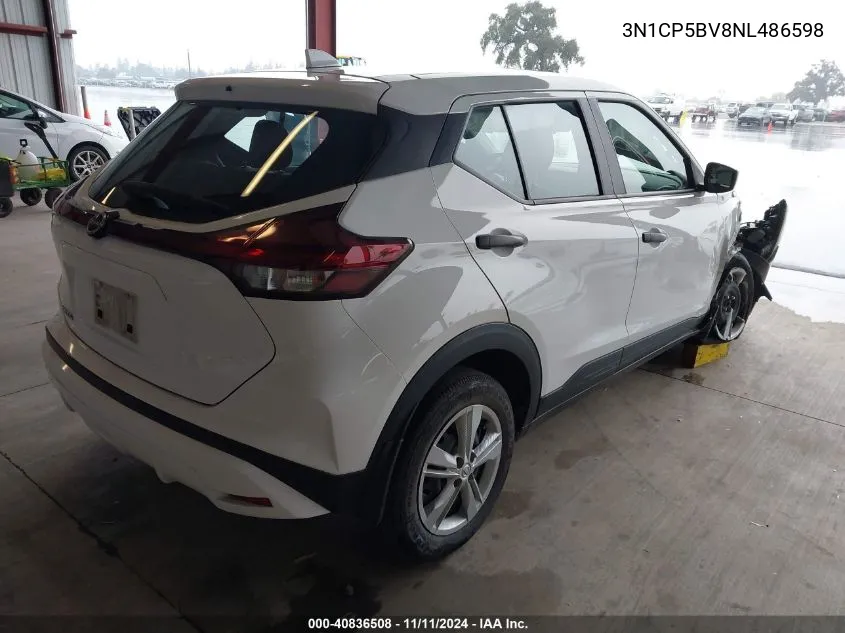 2022 Nissan Kicks S Xtronic Cvt VIN: 3N1CP5BV8NL486598 Lot: 40836508