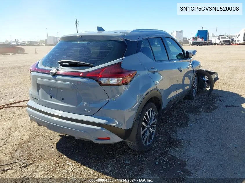 2022 Nissan Kicks Sv Xtronic Cvt VIN: 3N1CP5CV3NL520008 Lot: 40864333