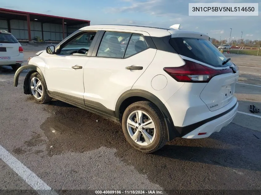 2022 Nissan Kicks S Xtronic Cvt VIN: 3N1CP5BV5NL514650 Lot: 40889186