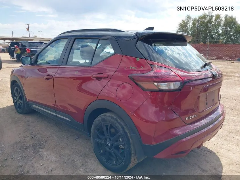 2023 Nissan Kicks Sr Xtronic Cvt VIN: 3N1CP5DV4PL503218 Lot: 40580224