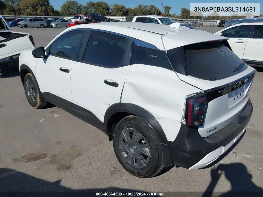 2025 Nissan Kicks S VIN: 3N8AP6BA3SL314681 Lot: 40664399