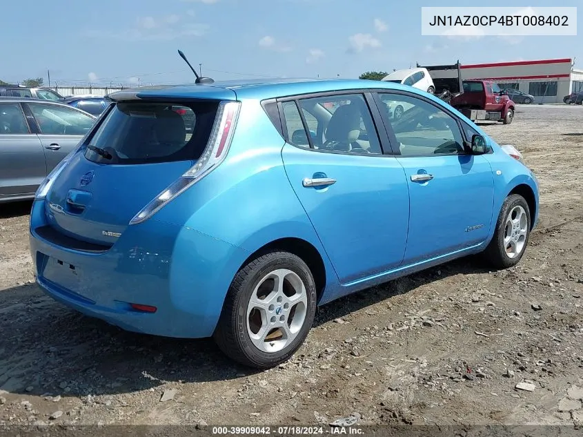 2011 Nissan Leaf Sl VIN: JN1AZ0CP4BT008402 Lot: 39909042