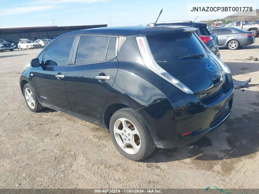 2011 Nissan Leaf Sl VIN: JN1AZ0CP3BT001778 Lot: 40738274