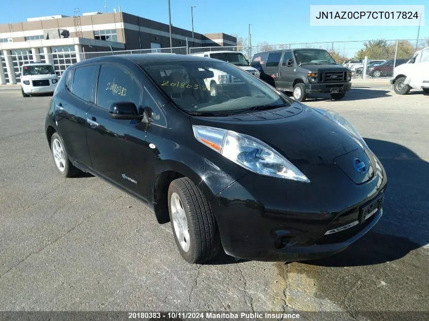 2012 Nissan Leaf Sv VIN: JN1AZ0CP7CT017824 Lot: 20180383