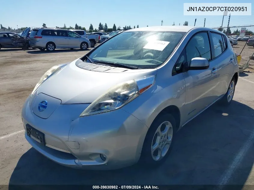 2012 Nissan Leaf Sl VIN: JN1AZ0CP7CT020951 Lot: 39830982