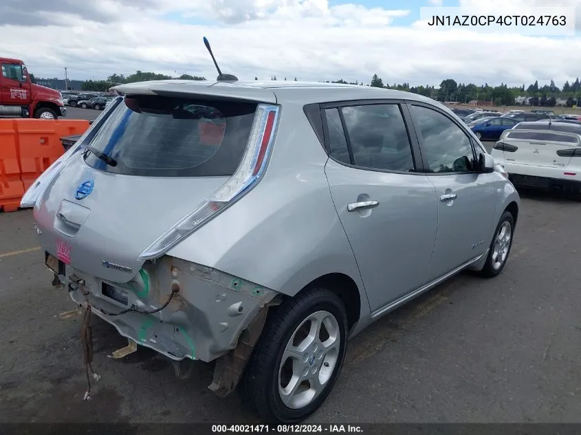 2012 Nissan Leaf Sl VIN: JN1AZ0CP4CT024763 Lot: 40021471