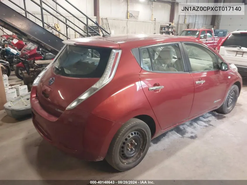 2012 Nissan Leaf Sl VIN: JN1AZ0CPXCT017140 Lot: 40148643