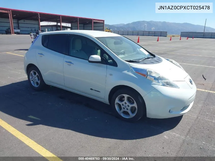 2012 Nissan Leaf Sl VIN: JN1AZ0CPXCT025478 Lot: 40469783