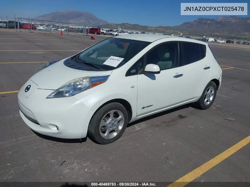 2012 Nissan Leaf Sl VIN: JN1AZ0CPXCT025478 Lot: 40469783