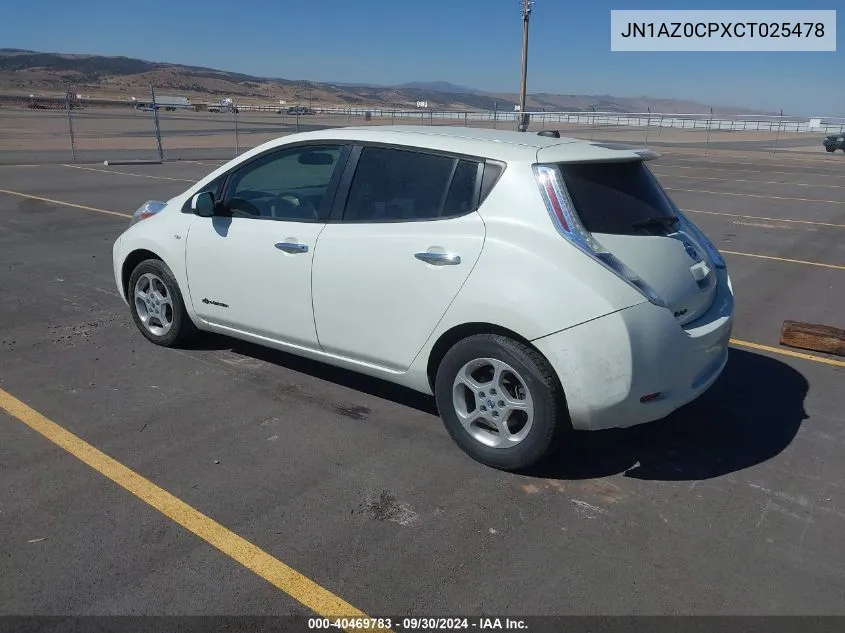 2012 Nissan Leaf Sl VIN: JN1AZ0CPXCT025478 Lot: 40469783