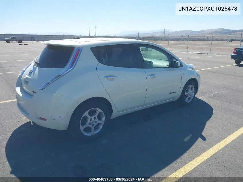 2012 Nissan Leaf Sl VIN: JN1AZ0CPXCT025478 Lot: 40469783