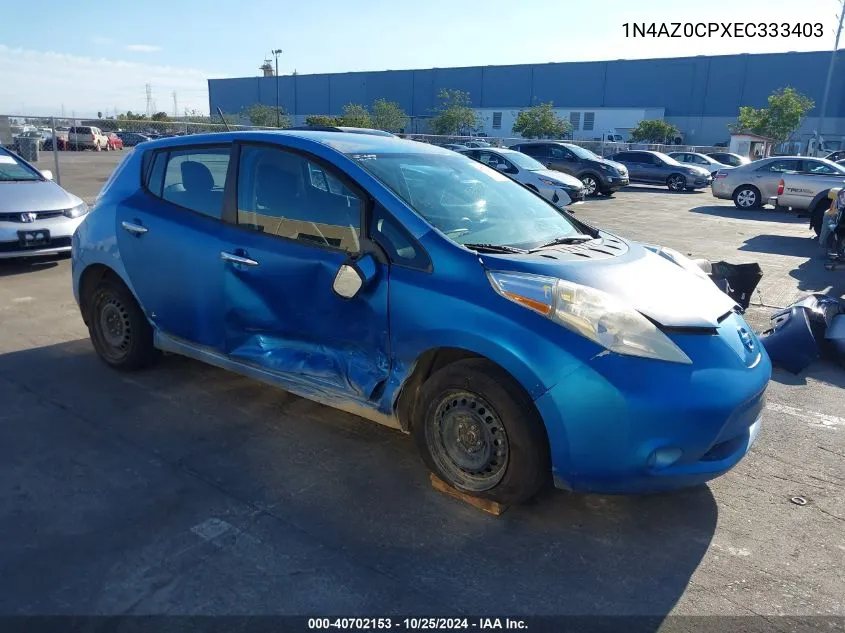 2014 Nissan Leaf S VIN: 1N4AZ0CPXEC333403 Lot: 40702153