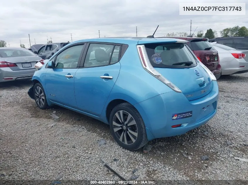 2015 Nissan Leaf S/Sv/Sl VIN: 1N4AZ0CP7FC317743 Lot: 40402960