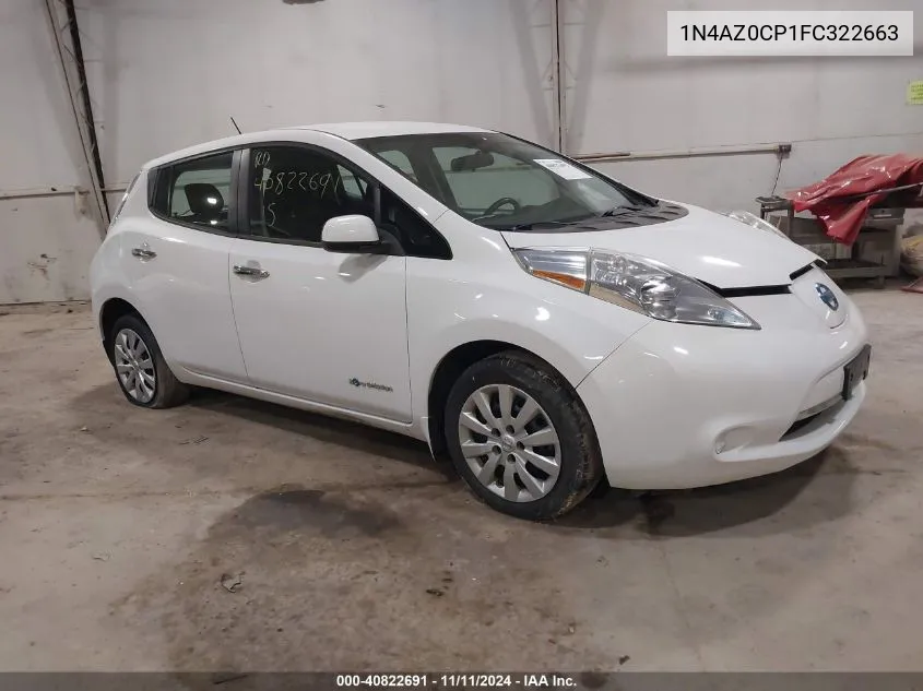 2015 Nissan Leaf S/Sv/Sl VIN: 1N4AZ0CP1FC322663 Lot: 40822691