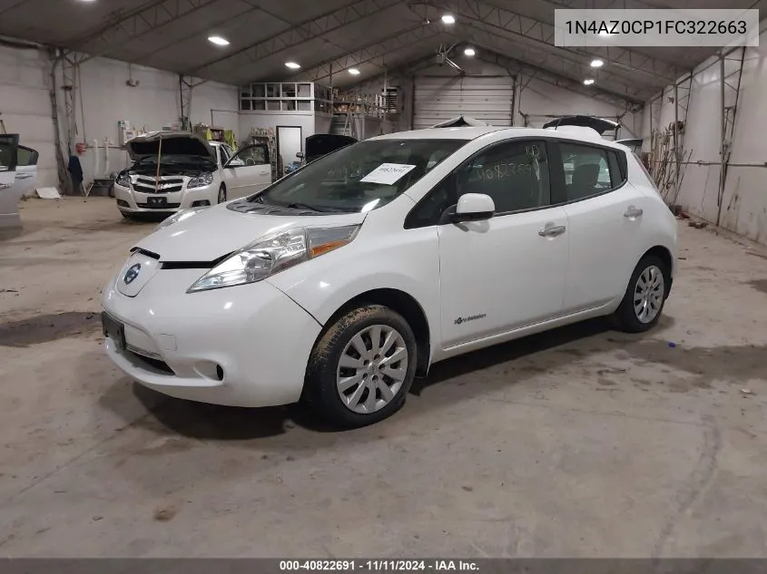 2015 Nissan Leaf S/Sv/Sl VIN: 1N4AZ0CP1FC322663 Lot: 40822691