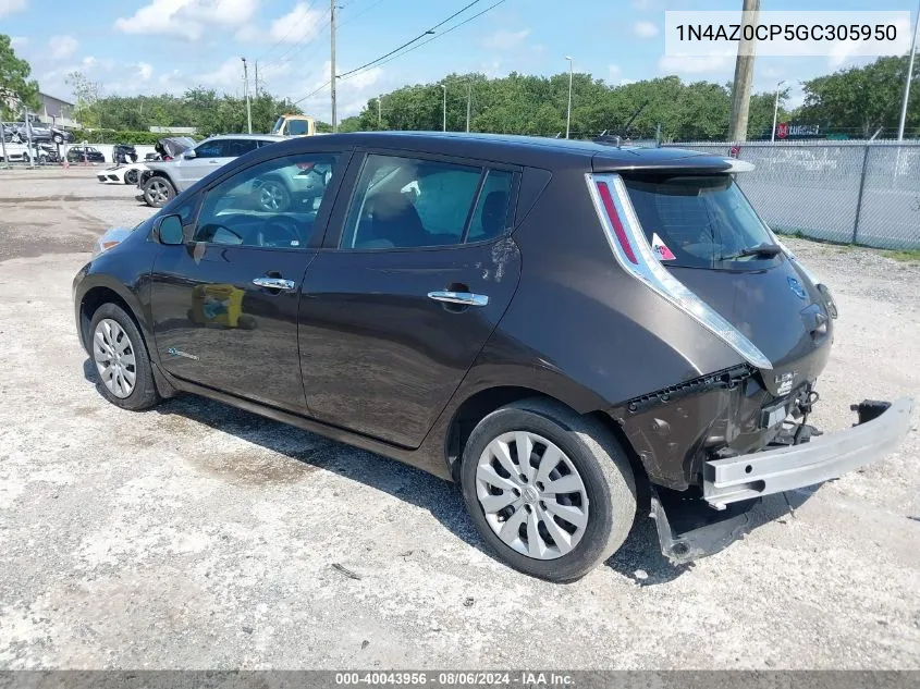 2016 Nissan Leaf S VIN: 1N4AZ0CP5GC305950 Lot: 40043956