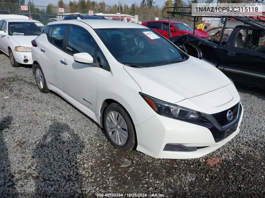 2018 Nissan Leaf S VIN: 1N4AZ1CP9JC315118 Lot: 40700354