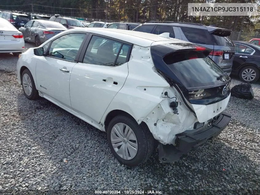 2018 Nissan Leaf S VIN: 1N4AZ1CP9JC315118 Lot: 40700354