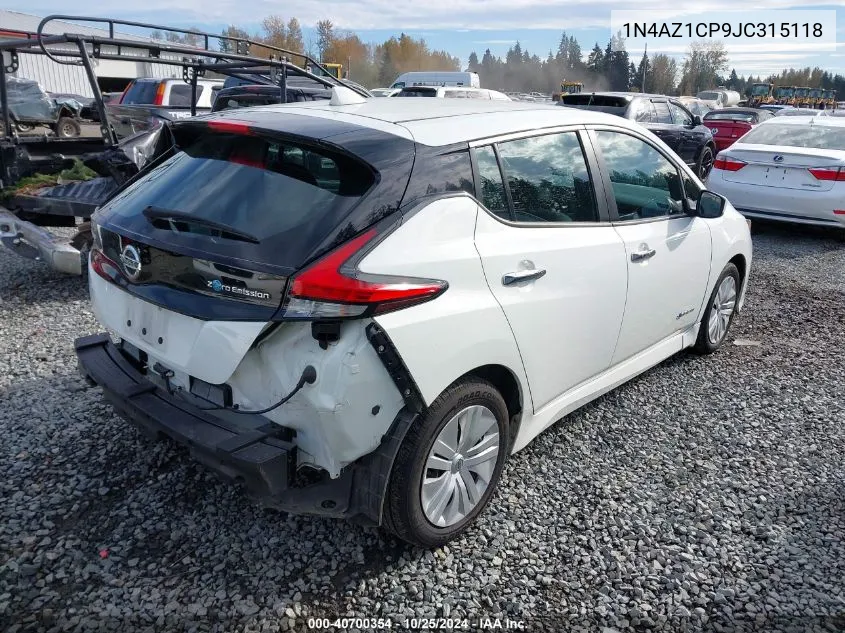 2018 Nissan Leaf S VIN: 1N4AZ1CP9JC315118 Lot: 40700354