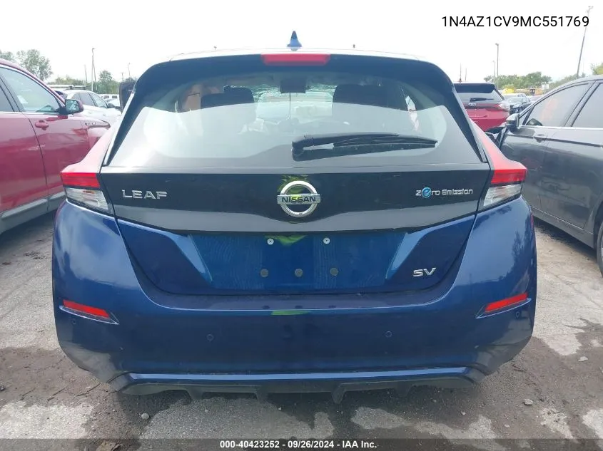 2021 Nissan Leaf Sv 40 Kwh VIN: 1N4AZ1CV9MC551769 Lot: 40423252